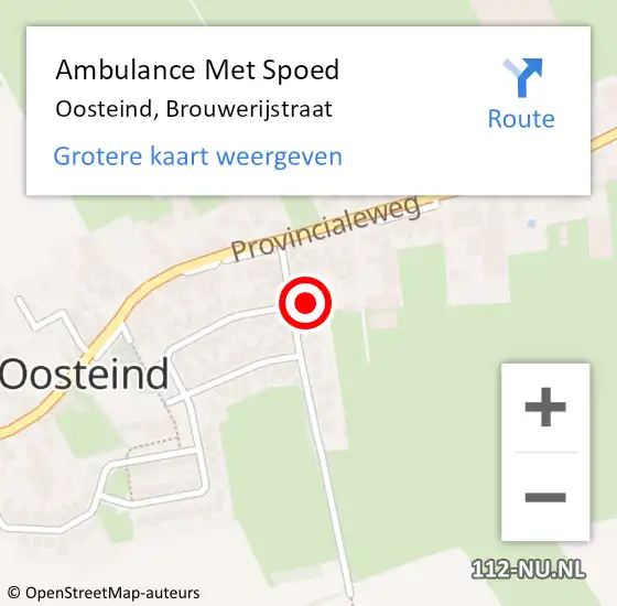 Locatie op kaart van de 112 melding: Ambulance Met Spoed Naar Oosteind, Brouwerijstraat op 22 maart 2017 10:46