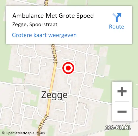 Locatie op kaart van de 112 melding: Ambulance Met Grote Spoed Naar Zegge, Spoorstraat op 22 maart 2017 11:18