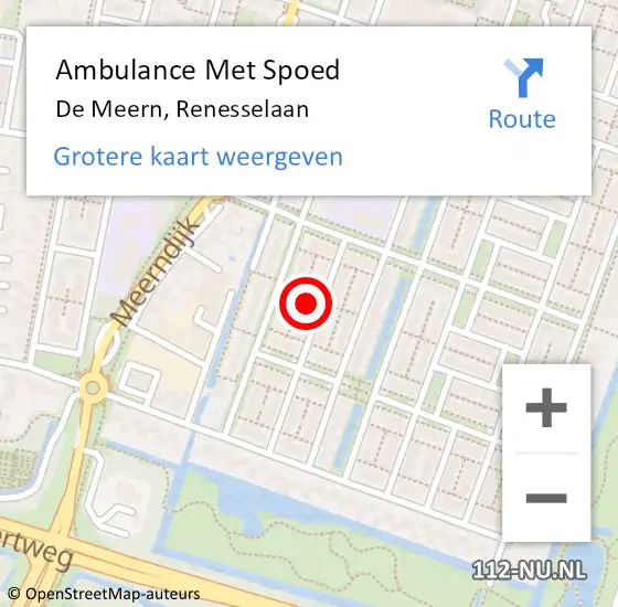 Locatie op kaart van de 112 melding: Ambulance Met Spoed Naar De Meern, Renesselaan op 22 maart 2017 11:59