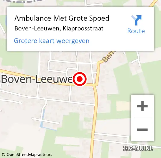 Locatie op kaart van de 112 melding: Ambulance Met Grote Spoed Naar Boven-Leeuwen, Klaproosstraat op 22 maart 2017 12:18