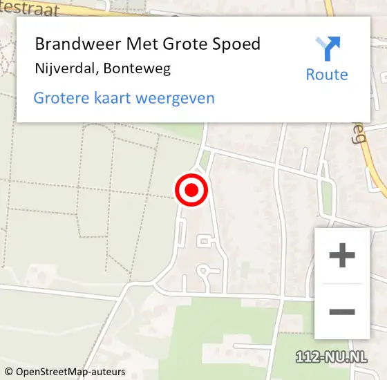 Locatie op kaart van de 112 melding: Brandweer Met Grote Spoed Naar Nijverdal, Bonteweg op 22 maart 2017 12:59