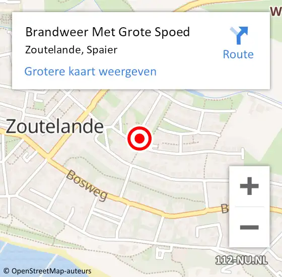 Locatie op kaart van de 112 melding: Brandweer Met Grote Spoed Naar Zoutelande, De Spaier op 22 maart 2017 13:14