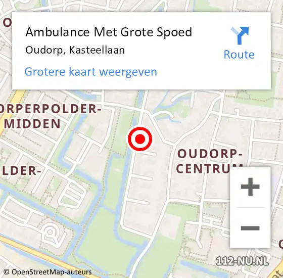 Locatie op kaart van de 112 melding: Ambulance Met Grote Spoed Naar Oudorp, Kasteellaan op 22 maart 2017 13:46