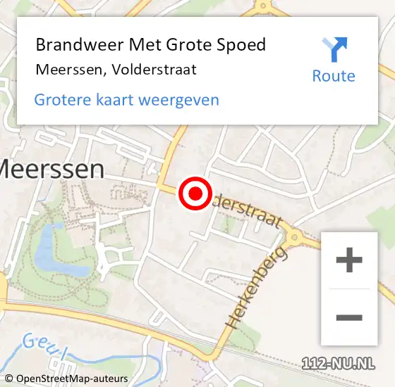 Locatie op kaart van de 112 melding: Brandweer Met Grote Spoed Naar Meerssen, Volderstraat op 22 maart 2017 13:52