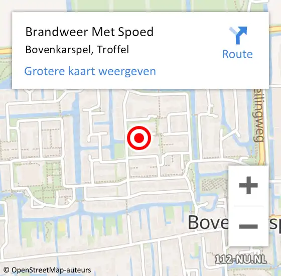 Locatie op kaart van de 112 melding: Brandweer Met Spoed Naar Bovenkarspel, Troffel op 22 maart 2017 13:59