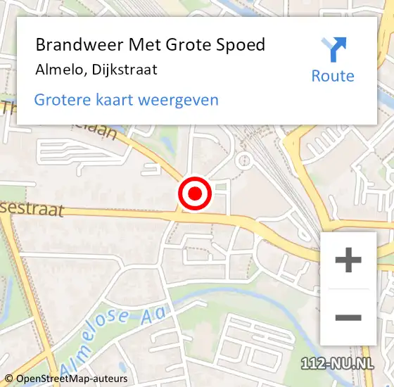 Locatie op kaart van de 112 melding: Brandweer Met Grote Spoed Naar Almelo, Dijkstraat op 22 maart 2017 14:35