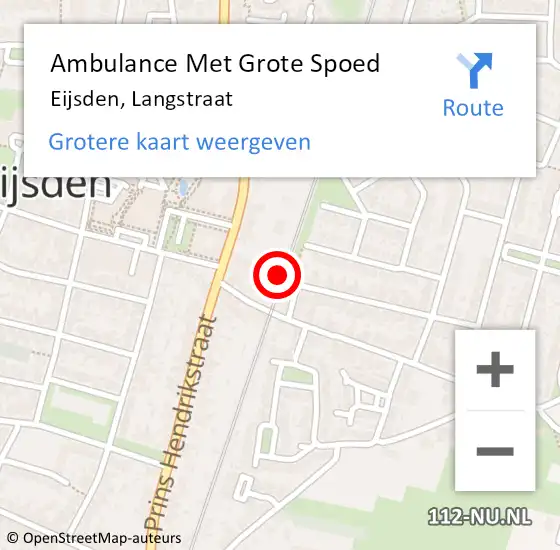 Locatie op kaart van de 112 melding: Ambulance Met Grote Spoed Naar Eijsden, Langstraat op 19 september 2013 11:23