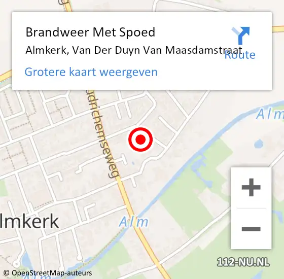 Locatie op kaart van de 112 melding: Brandweer Met Spoed Naar Almkerk, Van Der Duyn Van Maasdamstraat op 22 maart 2017 15:59