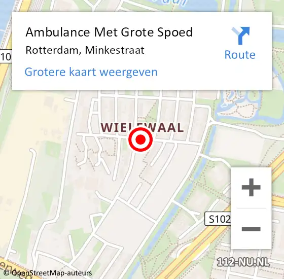 Locatie op kaart van de 112 melding: Ambulance Met Grote Spoed Naar Rotterdam, Minkestraat op 22 maart 2017 16:07