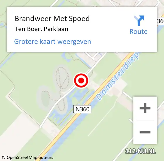 Locatie op kaart van de 112 melding: Brandweer Met Spoed Naar Ten Boer, Parklaan op 22 maart 2017 16:26