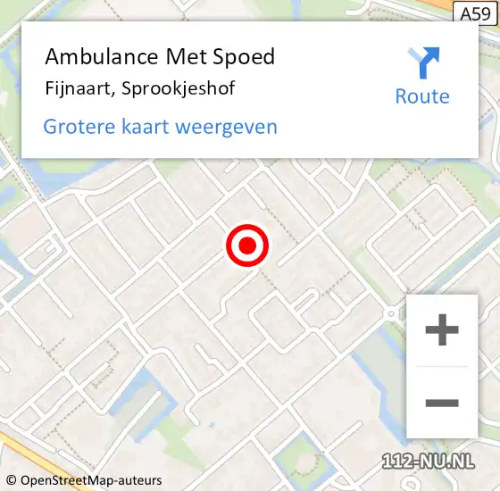 Locatie op kaart van de 112 melding: Ambulance Met Spoed Naar Fijnaart, Sprookjeshof op 22 maart 2017 16:41