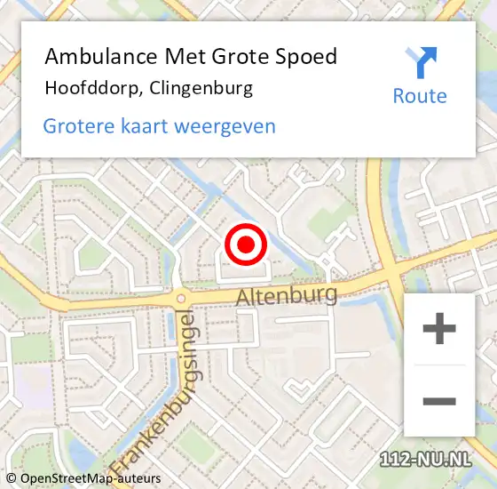 Locatie op kaart van de 112 melding: Ambulance Met Grote Spoed Naar Hoofddorp, Clingenburg op 22 maart 2017 16:45