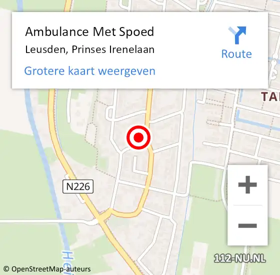 Locatie op kaart van de 112 melding: Ambulance Met Spoed Naar Leusden, Prinses Irenelaan op 22 maart 2017 17:16