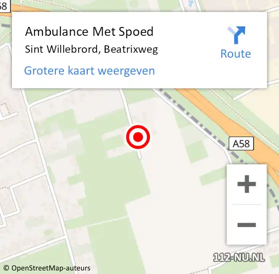 Locatie op kaart van de 112 melding: Ambulance Met Spoed Naar Sint Willebrord, Beatrixweg op 22 maart 2017 17:40