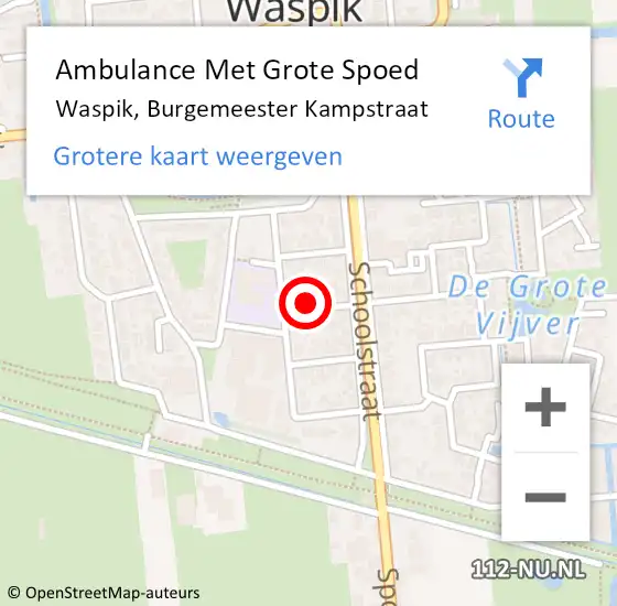 Locatie op kaart van de 112 melding: Ambulance Met Grote Spoed Naar Waspik, Burgemeester Kampstraat op 22 maart 2017 17:53