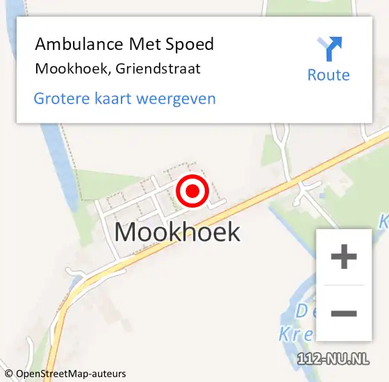 Locatie op kaart van de 112 melding: Ambulance Met Spoed Naar Mookhoek, Griendstraat op 22 maart 2017 18:03