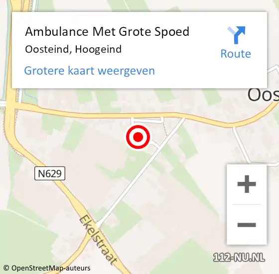 Locatie op kaart van de 112 melding: Ambulance Met Grote Spoed Naar Oosteind, Hoogeind op 22 maart 2017 18:50