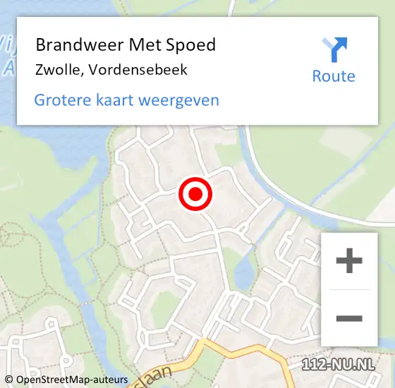 Locatie op kaart van de 112 melding: Brandweer Met Spoed Naar Zwolle, Vordensebeek op 22 maart 2017 20:22