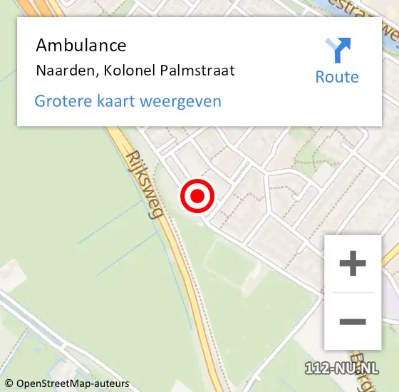 Locatie op kaart van de 112 melding: Ambulance Naarden, Kolonel Palmstraat op 22 maart 2017 21:34