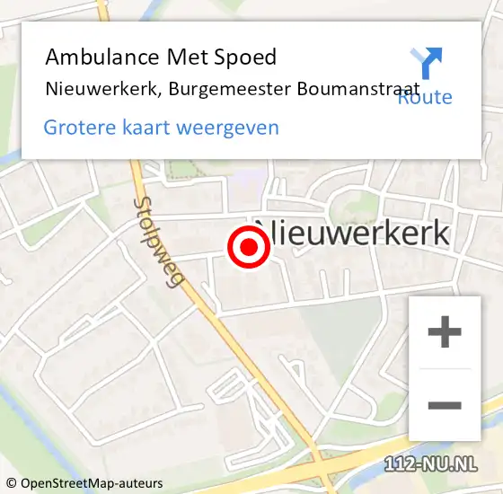 Locatie op kaart van de 112 melding: Ambulance Met Spoed Naar Nieuwerkerk, Burgemeester Boumanstraat op 22 maart 2017 22:05