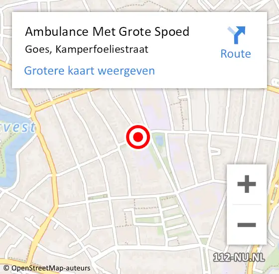 Locatie op kaart van de 112 melding: Ambulance Met Grote Spoed Naar Goes, Kamperfoeliestraat op 22 maart 2017 22:50