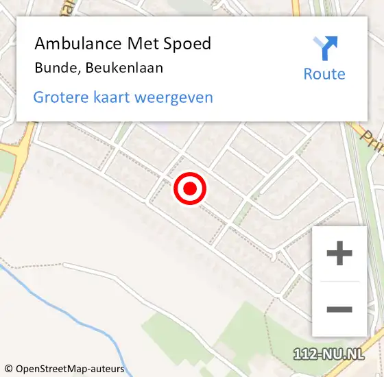 Locatie op kaart van de 112 melding: Ambulance Met Spoed Naar Bunde, Beukenlaan op 14 januari 2014 18:30