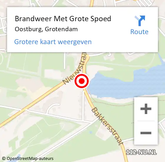 Locatie op kaart van de 112 melding: Brandweer Met Grote Spoed Naar Oostburg, Grotendam op 23 maart 2017 00:08