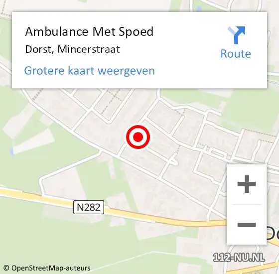 Locatie op kaart van de 112 melding: Ambulance Met Spoed Naar Dorst, Mincerstraat op 23 maart 2017 00:50