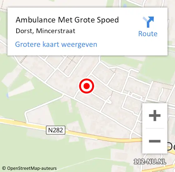 Locatie op kaart van de 112 melding: Ambulance Met Grote Spoed Naar Dorst, Mincerstraat op 23 maart 2017 00:53