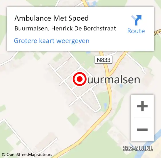 Locatie op kaart van de 112 melding: Ambulance Met Spoed Naar Buurmalsen, Henrick De Borchstraat op 23 maart 2017 02:40