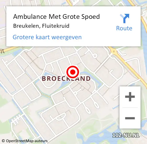 Locatie op kaart van de 112 melding: Ambulance Met Grote Spoed Naar Breukelen, Fluitekruid op 23 maart 2017 06:34