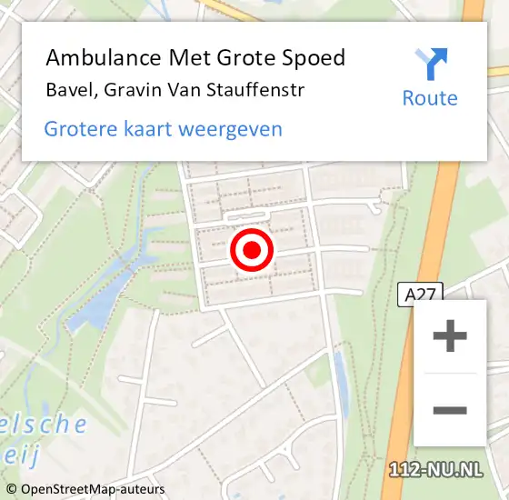 Locatie op kaart van de 112 melding: Ambulance Met Grote Spoed Naar Bavel, Gravin Van Stauffenstr op 23 maart 2017 08:22