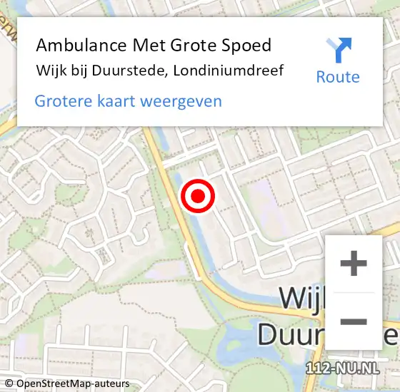 Locatie op kaart van de 112 melding: Ambulance Met Grote Spoed Naar Wijk bij Duurstede, Londiniumdreef op 23 maart 2017 09:16