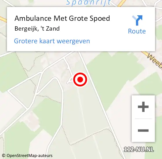 Locatie op kaart van de 112 melding: Ambulance Met Grote Spoed Naar Bergeijk, 't Zand op 23 maart 2017 09:38