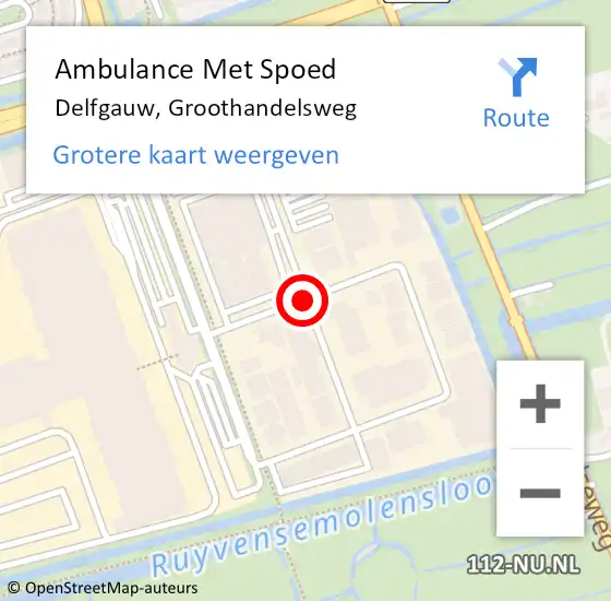 Locatie op kaart van de 112 melding: Ambulance Met Spoed Naar Delfgauw, Groothandelsweg op 23 maart 2017 10:16