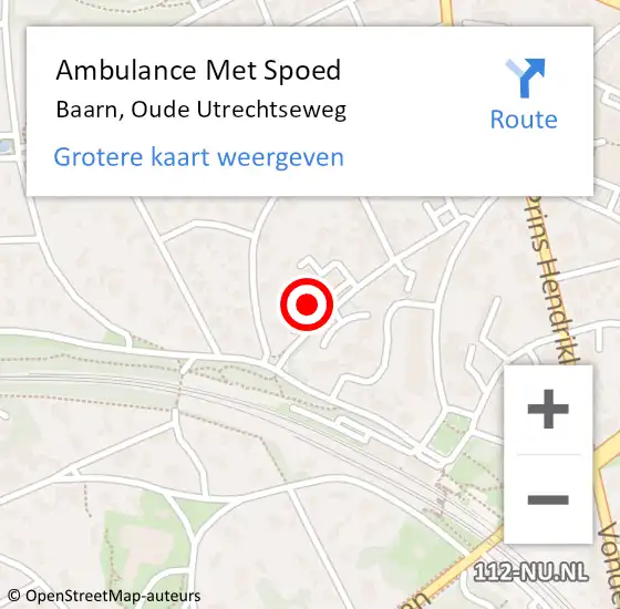 Locatie op kaart van de 112 melding: Ambulance Met Spoed Naar Baarn, Oude Utrechtseweg op 23 maart 2017 11:20