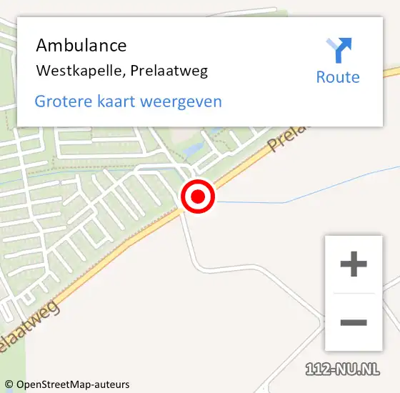 Locatie op kaart van de 112 melding: Ambulance Westkapelle, Prelaatweg op 14 januari 2014 19:15