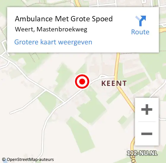 Locatie op kaart van de 112 melding: Ambulance Met Grote Spoed Naar Weert, Mastenbroekweg op 14 januari 2014 19:19