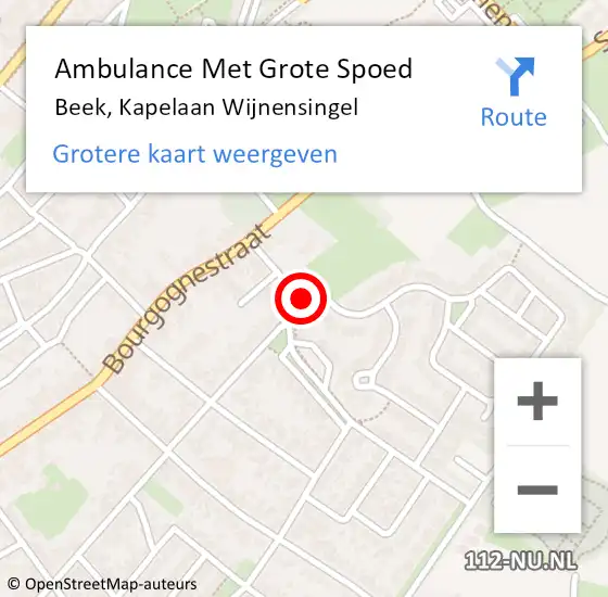 Locatie op kaart van de 112 melding: Ambulance Met Grote Spoed Naar Beek, Kapelaan Wijnensingel op 23 maart 2017 11:59