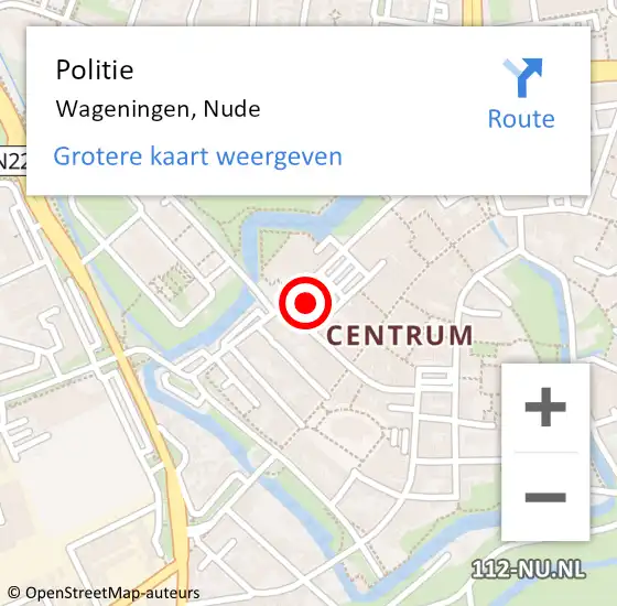 Locatie op kaart van de 112 melding: Politie Wageningen, Nude op 14 januari 2014 19:23