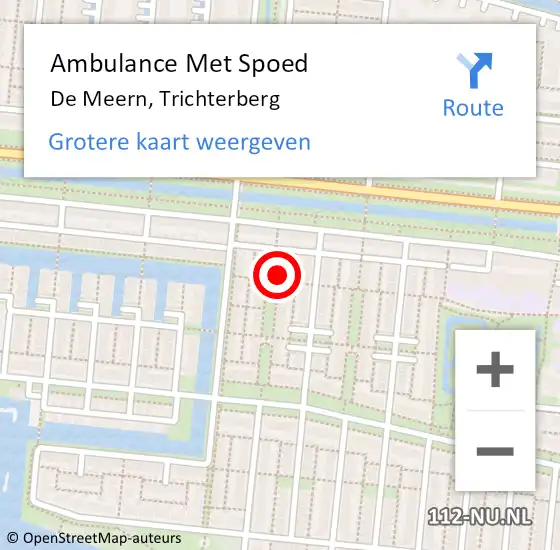 Locatie op kaart van de 112 melding: Ambulance Met Spoed Naar De Meern, Trichterberg op 14 januari 2014 19:25