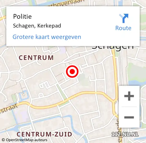 Locatie op kaart van de 112 melding: Politie Schagen, Kerkepad op 23 maart 2017 12:36