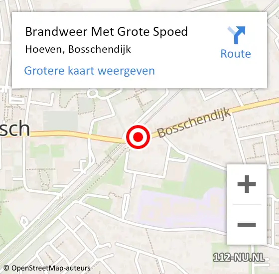 Locatie op kaart van de 112 melding: Brandweer Met Grote Spoed Naar Hoeven, Bosschendijk op 23 maart 2017 14:15