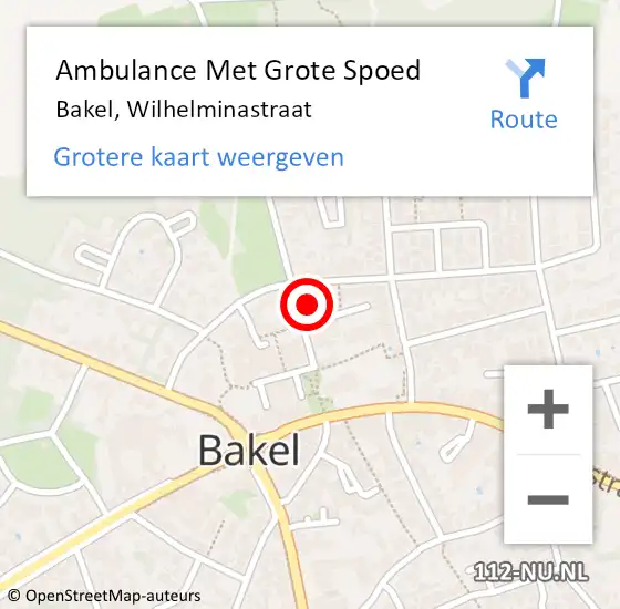 Locatie op kaart van de 112 melding: Ambulance Met Grote Spoed Naar Bakel, Wilhelminastraat op 23 maart 2017 14:48
