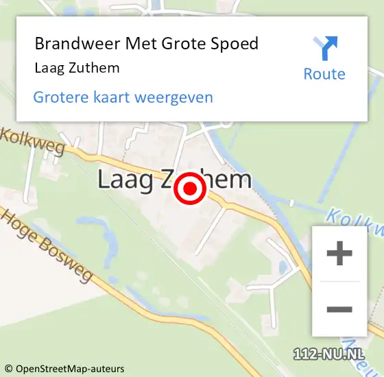 Locatie op kaart van de 112 melding: Brandweer Met Grote Spoed Naar Laag Zuthem op 14 januari 2014 19:48