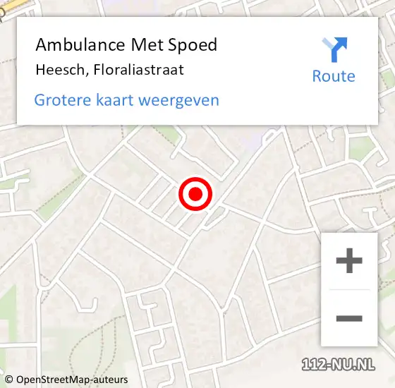 Locatie op kaart van de 112 melding: Ambulance Met Spoed Naar Heesch, Floraliastraat op 23 maart 2017 15:23