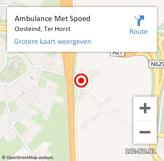 Locatie op kaart van de 112 melding: Ambulance Met Spoed Naar Oosteind, Ter Horst op 14 januari 2014 19:51