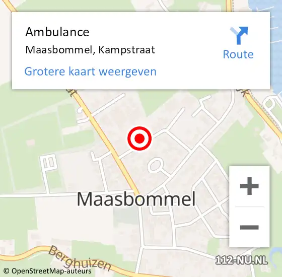 Locatie op kaart van de 112 melding: Ambulance Maasbommel, Kampstraat op 23 maart 2017 16:12