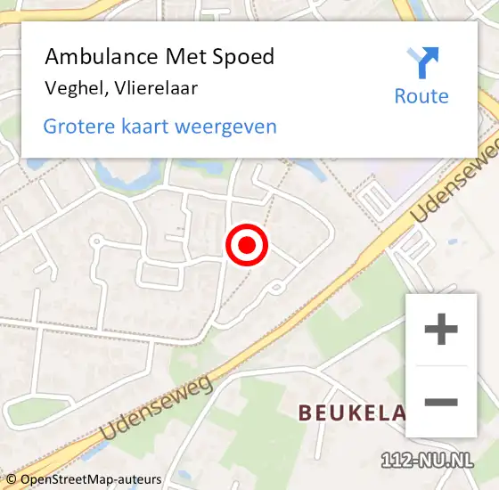 Locatie op kaart van de 112 melding: Ambulance Met Spoed Naar Veghel, Vlierelaar op 23 maart 2017 16:29