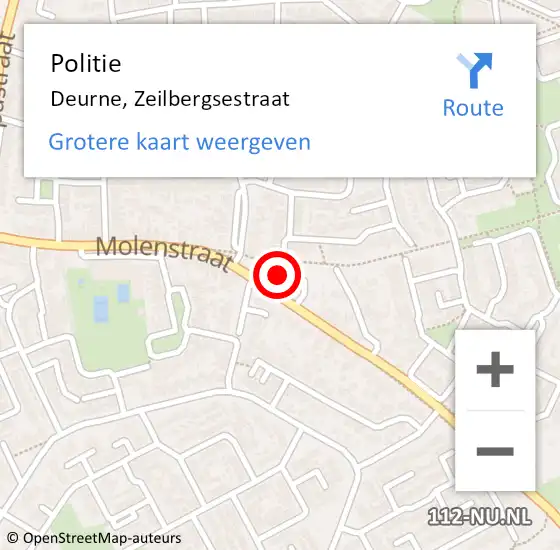 Locatie op kaart van de 112 melding: Politie Deurne, Zeilbergsestraat op 23 maart 2017 16:40